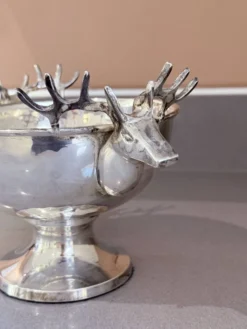 Coupe en argent vintage, petit seau à glace, bol décoratif européen, tête de cerf.