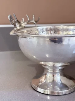 Coupe en argent vintage, petit seau à glace, bol décoratif européen, tête de cerf.
