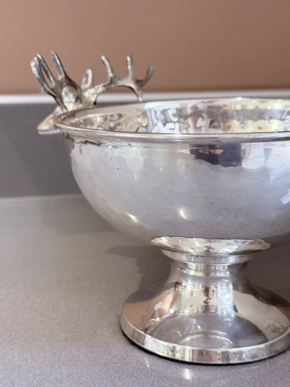 Coupe en argent vintage, petit seau à glace, bol décoratif européen, tête de cerf.
