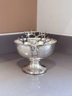 Coupe en argent vintage, petit seau à glace, bol décoratif européen, tête de cerf.
