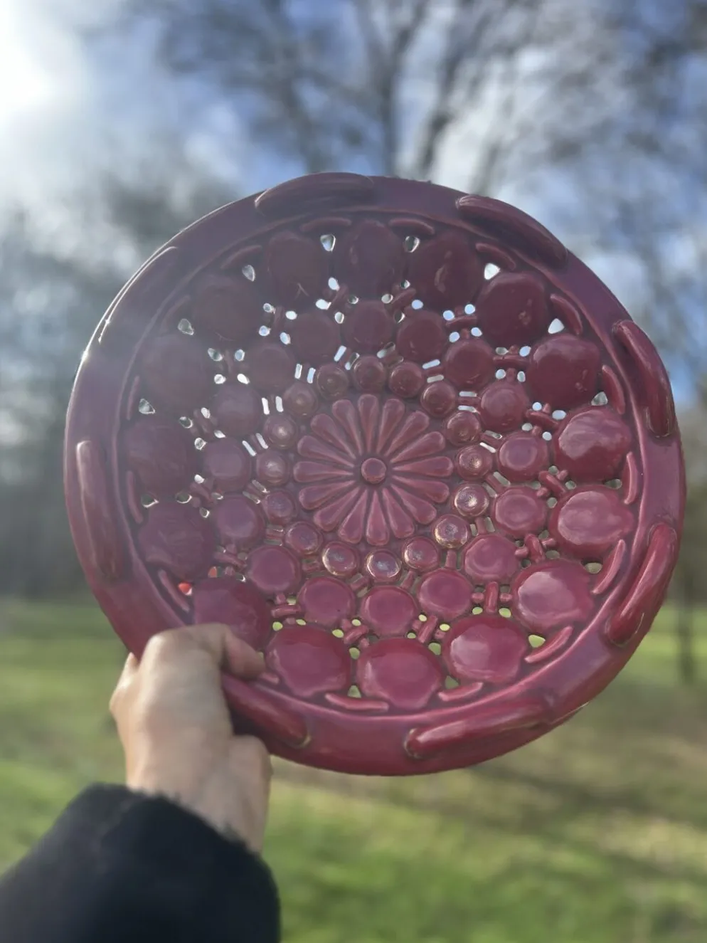 Coupe en céramique bordeaux, années 50