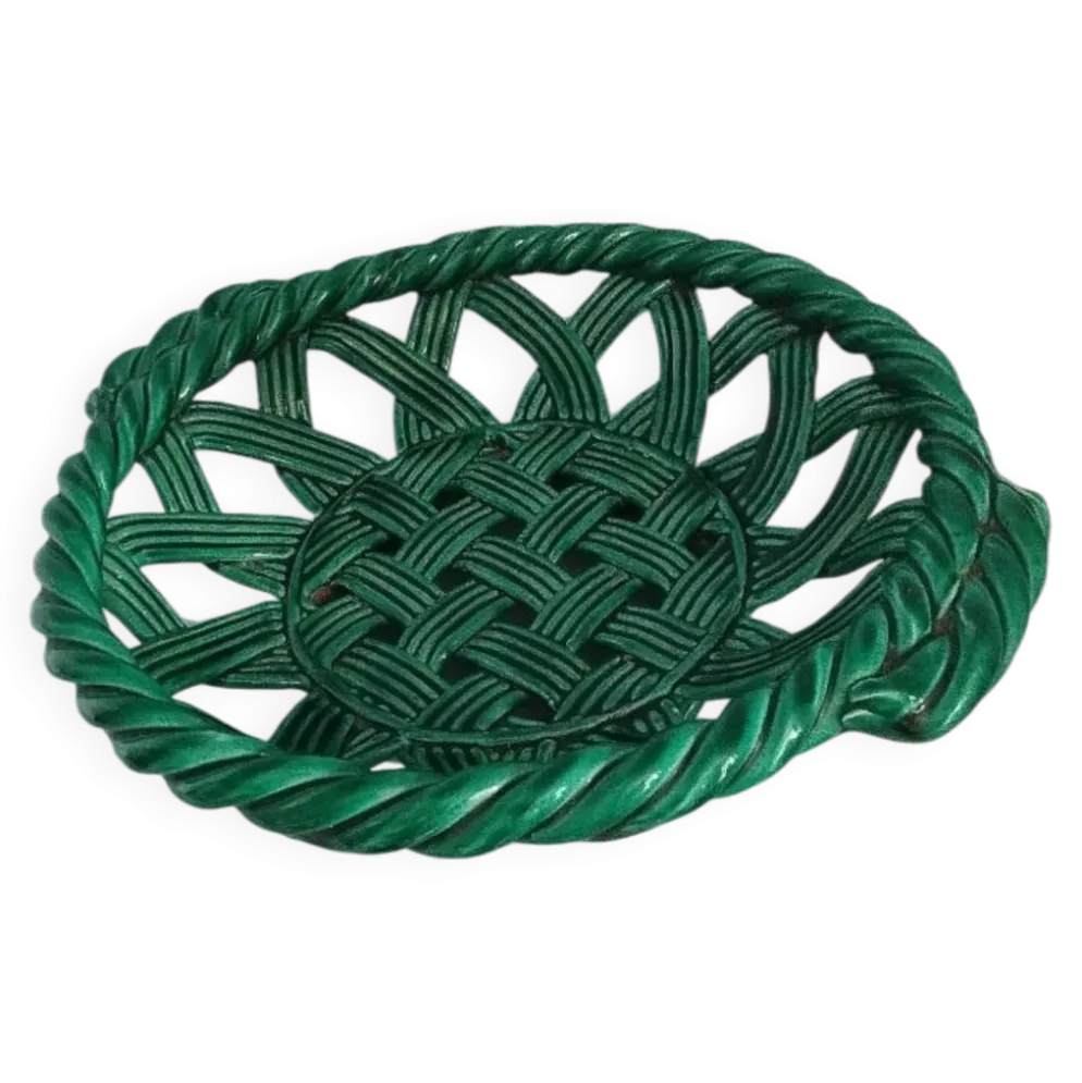 Coupe en céramique tressée verte
