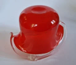 Coupe en verre de Murano rouge vintage Italie