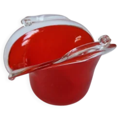 Coupe en verre de Murano rouge vintage Italie