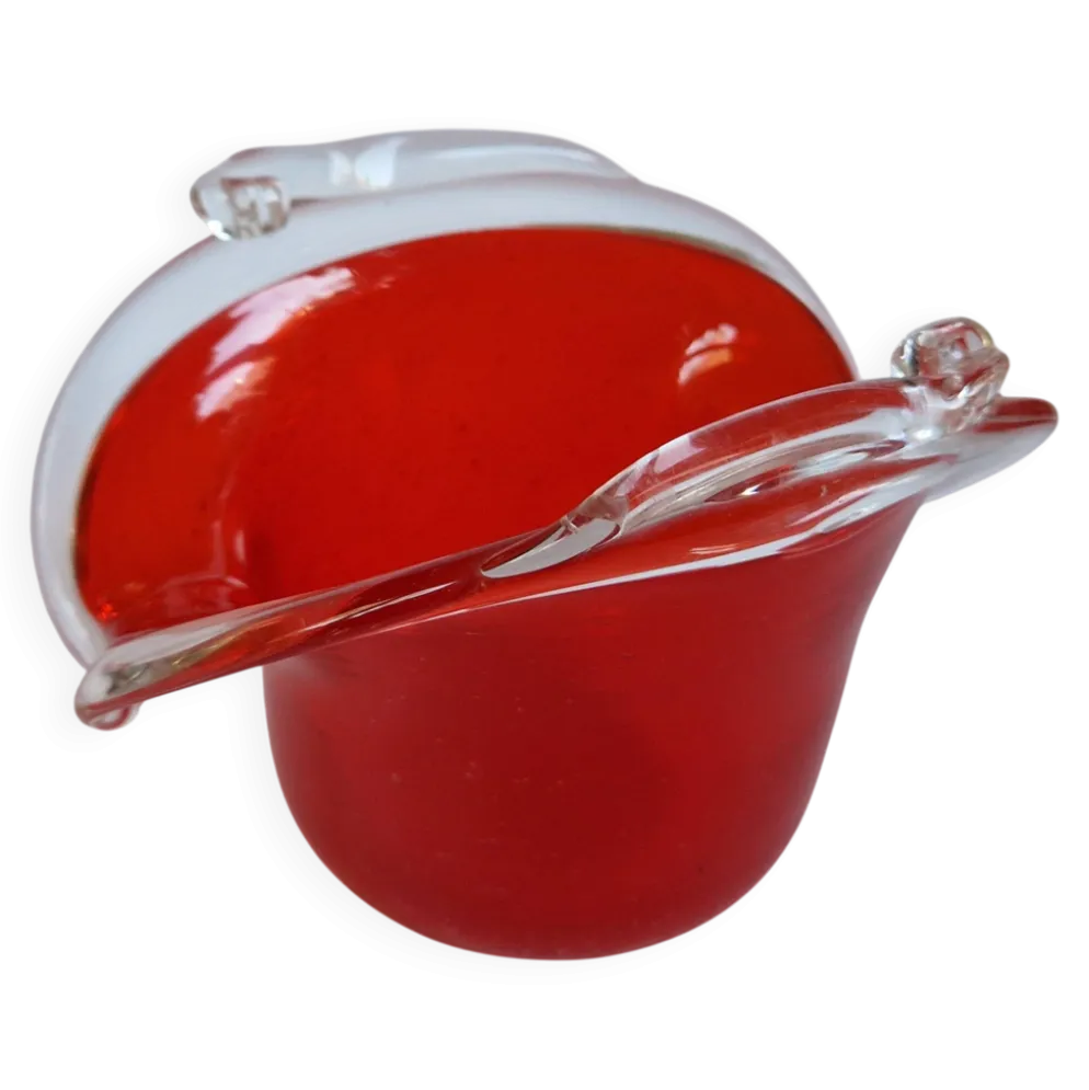 Coupe en verre de Murano rouge vintage Italie