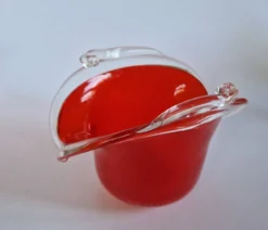 Coupe en verre de Murano rouge vintage Italie