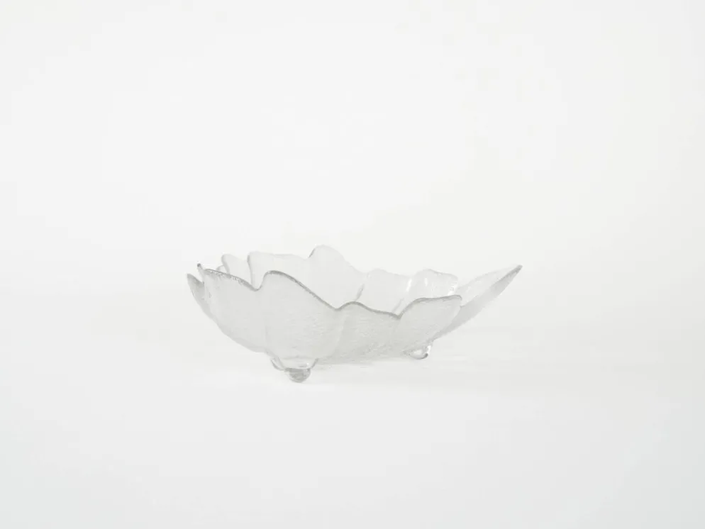 Coupe en verre en forme de feuille, design danois, années 1970, fabriquée au Danemark