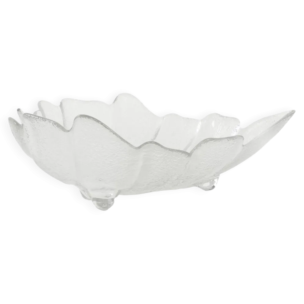 Coupe en verre en forme de feuille, design danois, années 1970, fabriquée au Danemark