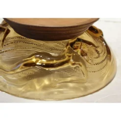 Coupe en verre 'Naïades' piétement en bois tourné art déco