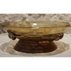 Coupe en verre 'Naïades' piétement en bois tourné art déco