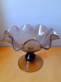 Coupe en Verre Soufflé Bullé Riom 1960