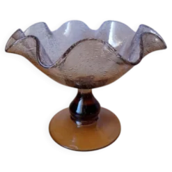 Coupe en Verre Soufflé Bullé Riom 1960