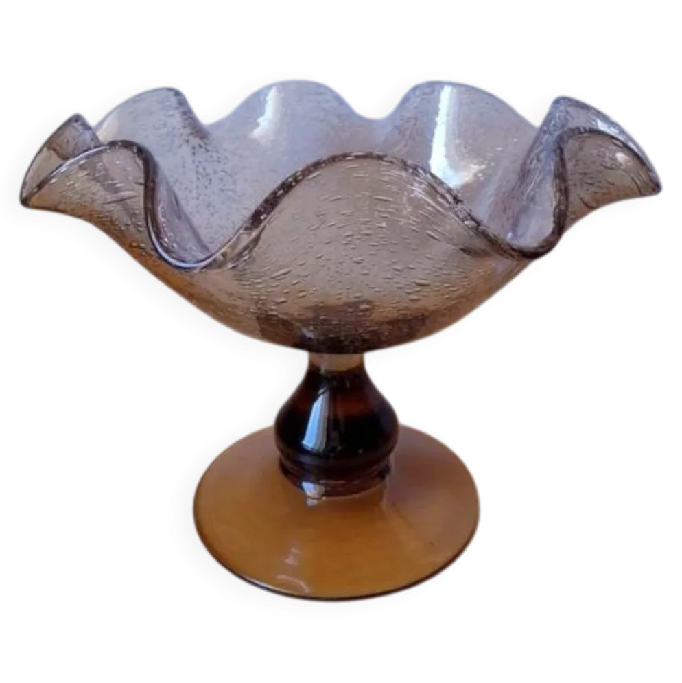 Coupe en Verre Soufflé Bullé Riom 1960