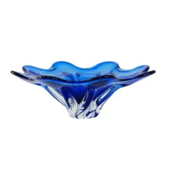 Coupe à fleurs en cobalt, design danois, années 1970, fabriquée au Danemark