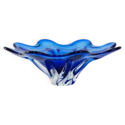 Coupe à fleurs en cobalt, design danois, années 1970, fabriquée au Danemark