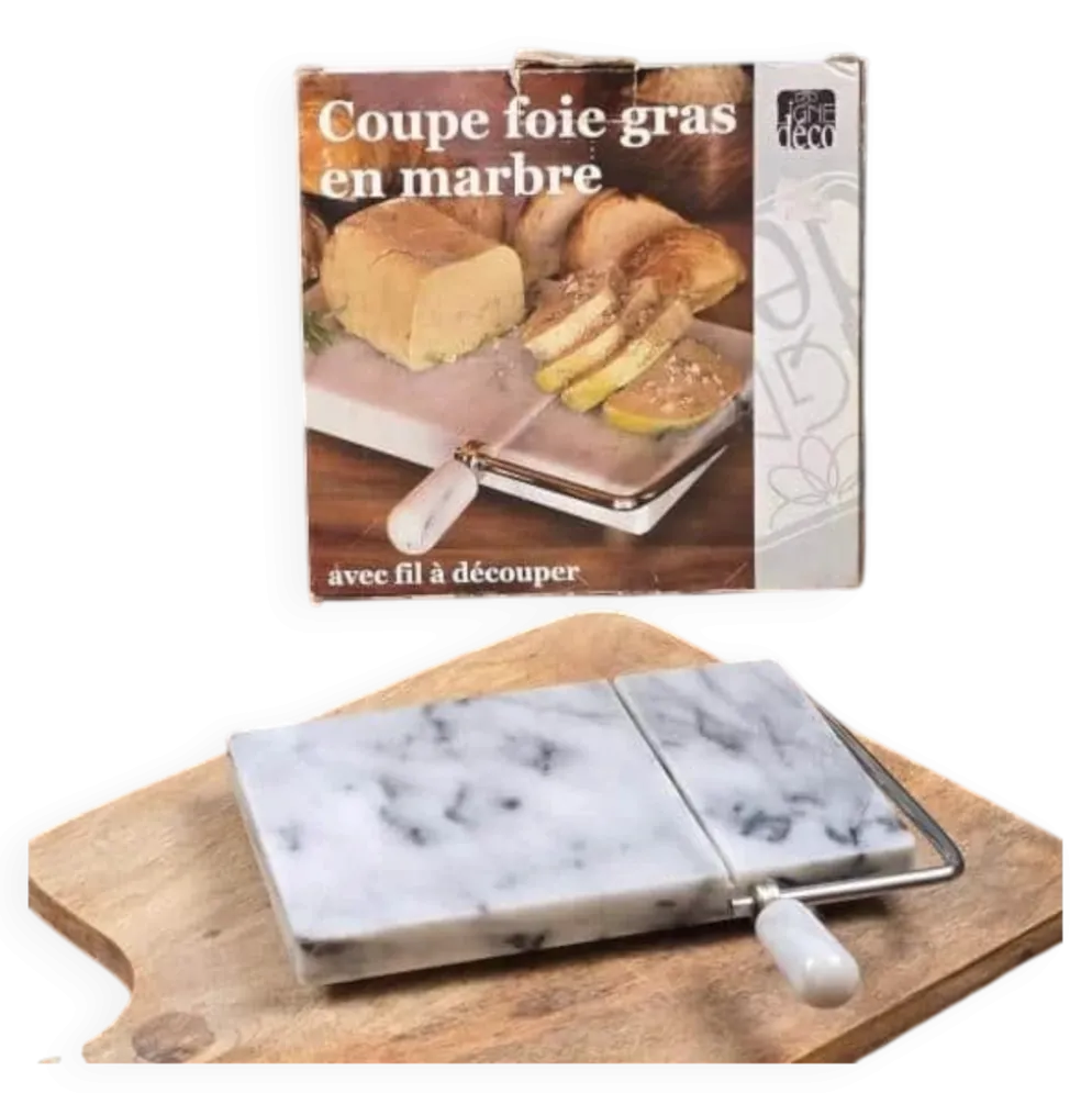 Coupe foie gras en marbre avec fil à découper, état neuf