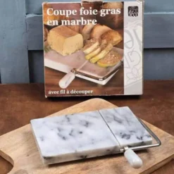Coupe foie gras en marbre avec fil à découper, état neuf