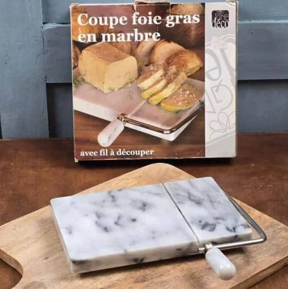 Coupe foie gras en marbre avec fil à découper, état neuf