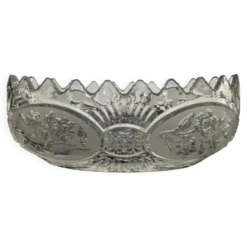 Coupe à fruits corbeille en verre moulé des années 70