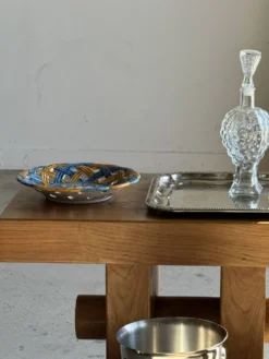 Coupe à fruits en céramique émaillée de Brancaleone Italie à décor floral