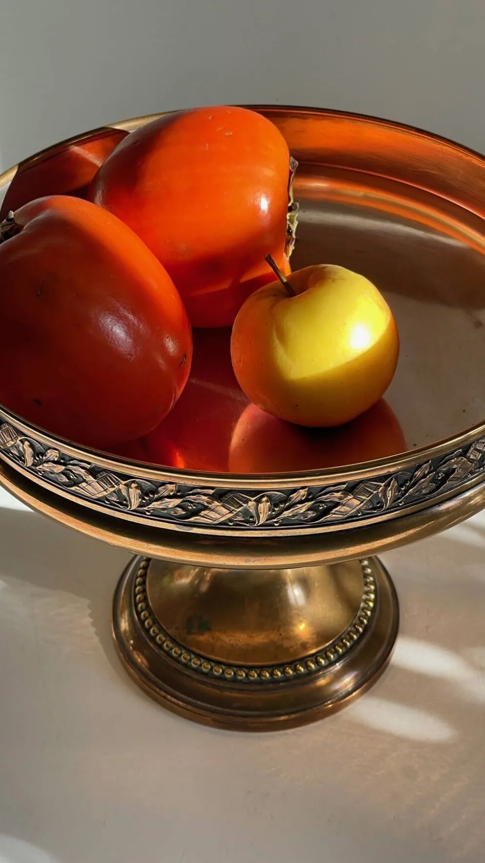 Coupe à fruits en métal argenté bronzé