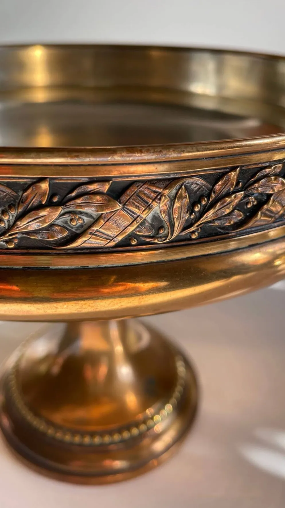 Coupe à fruits en métal argenté bronzé