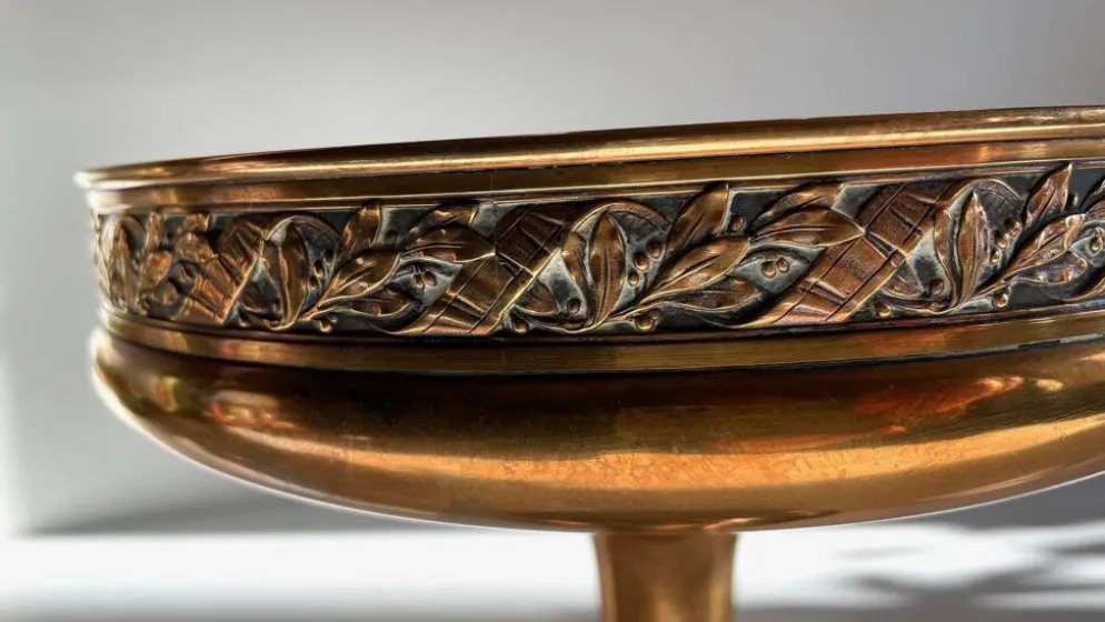 Coupe à fruits en métal argenté bronzé