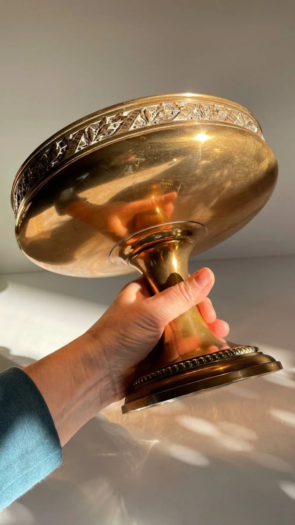 Coupe à fruits en métal argenté bronzé