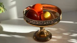 Coupe à fruits en métal argenté bronzé