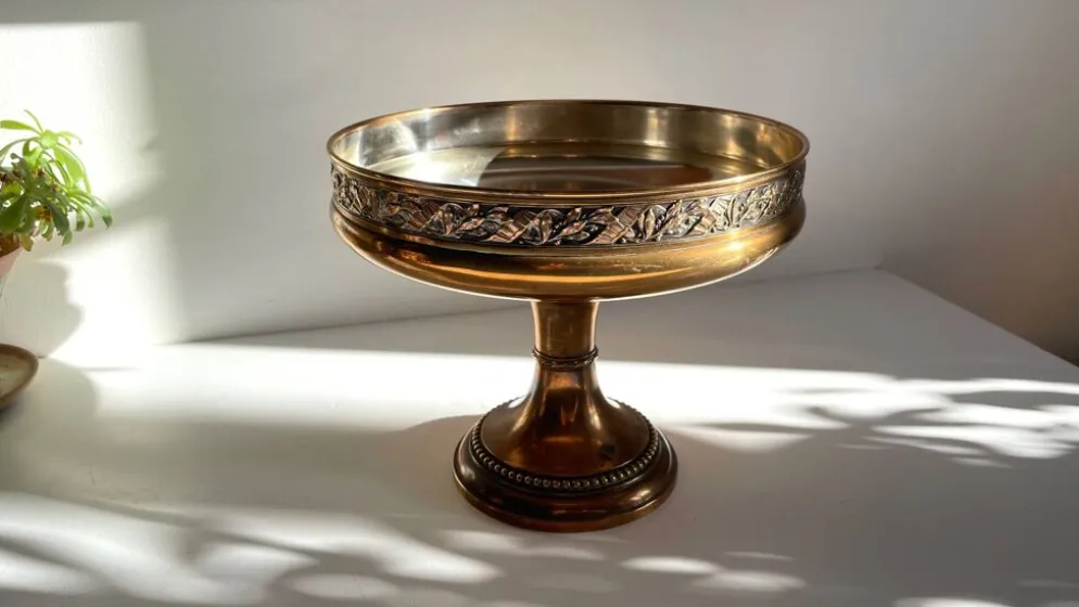 Coupe à fruits en métal argenté bronzé