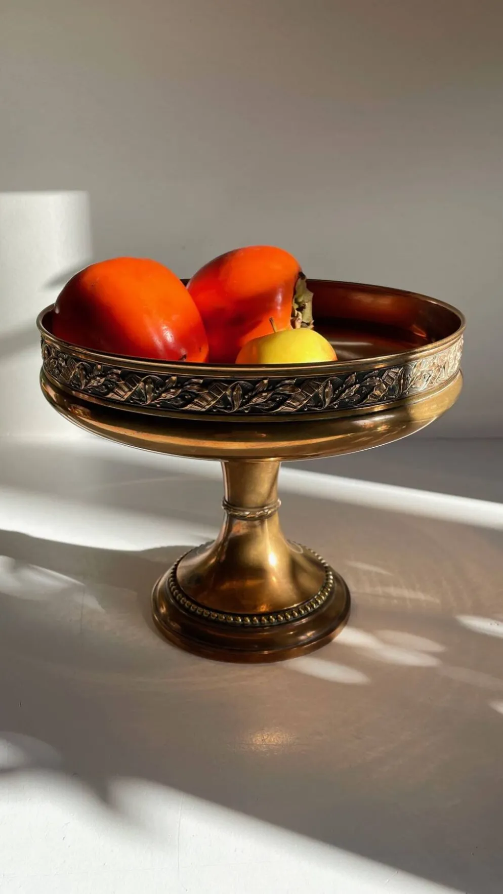Coupe à fruits en métal argenté bronzé