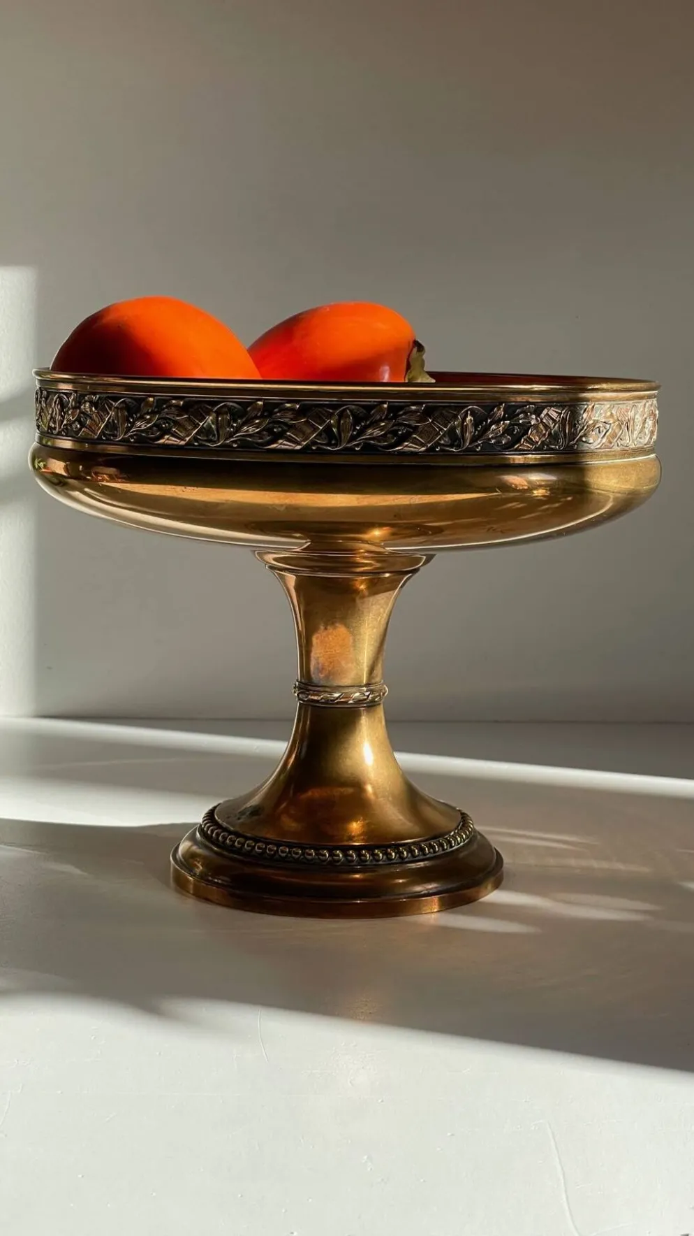 Coupe à fruits en métal argenté bronzé
