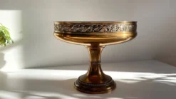 Coupe à fruits en métal argenté bronzé