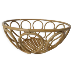 coupe à fruits en métal imitation rotin et cannage design vintage