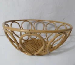 coupe à fruits en métal imitation rotin et cannage design vintage