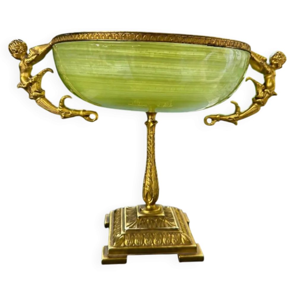 Coupe à fruits tazza en onyx et bronze XIXe siècle