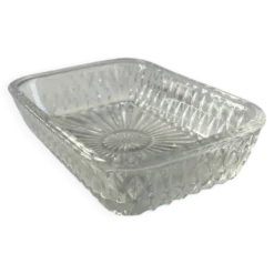 Coupelle carrée en verre taillé estampillée France 14x9,5cm