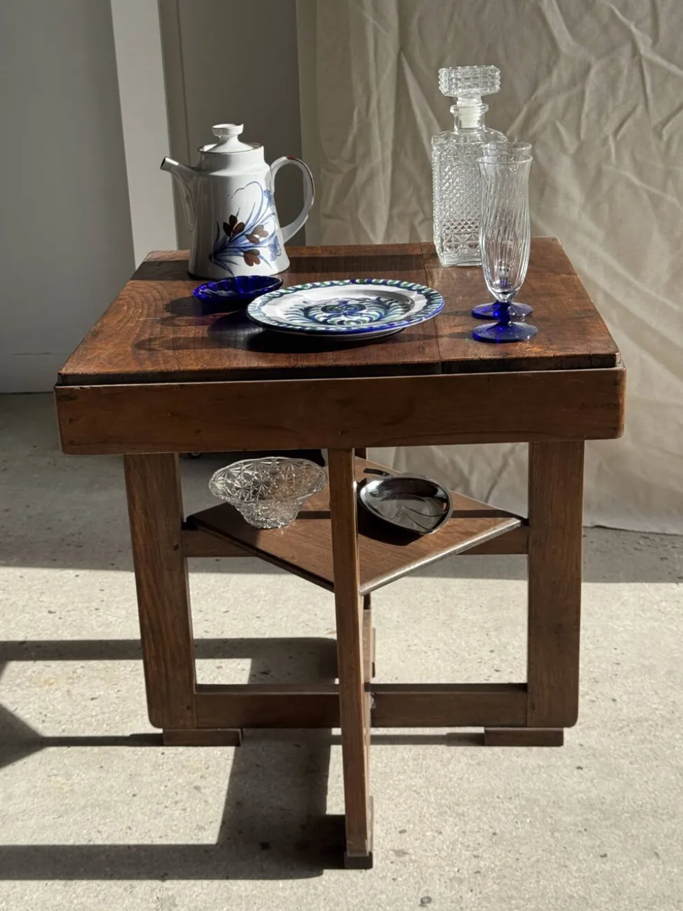 Coupelle coquille en verre bleu D10