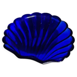 Coupelle coquille en verre bleu D10