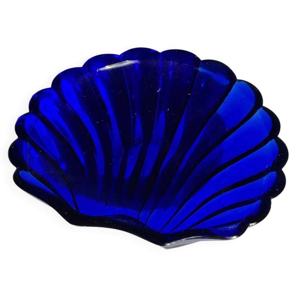 Coupelle coquille en verre bleu D10
