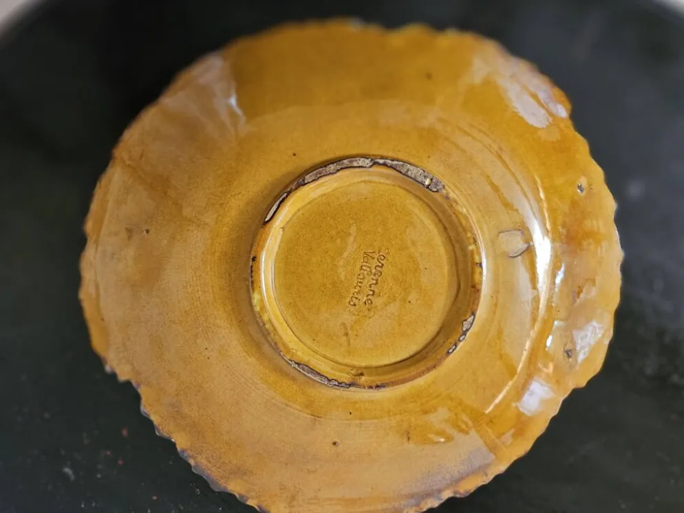 Coupelle en céramique émaillée ambrée — Atelier Cérenne, Vallauris, années 50
