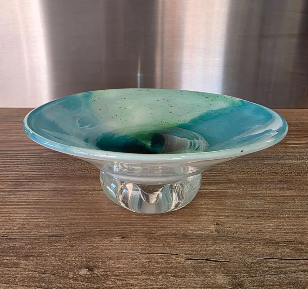 Coupelle en verre soufflé d'art signée Georges Castellino
