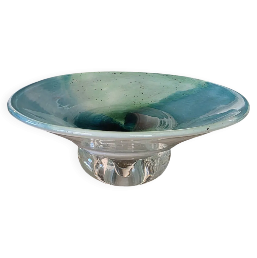 Coupelle en verre soufflé d'art signée Georges Castellino