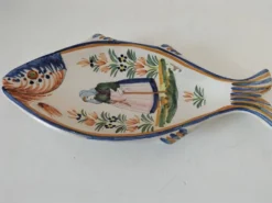 Coupelle poisson Quimper Henriot décor breton peint à la main