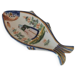 Coupelle poisson Quimper Henriot décor breton peint à la main