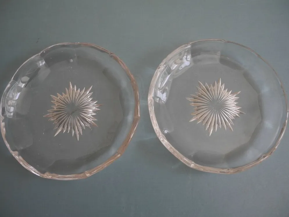 coupelles cristal Val St Lambert dessous bouteille crystal bottle coasters
