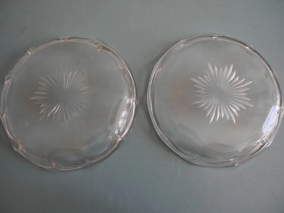 coupelles cristal Val St Lambert dessous bouteille crystal bottle coasters