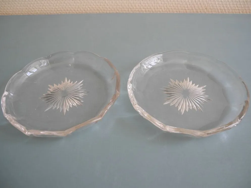 coupelles cristal Val St Lambert dessous bouteille crystal bottle coasters