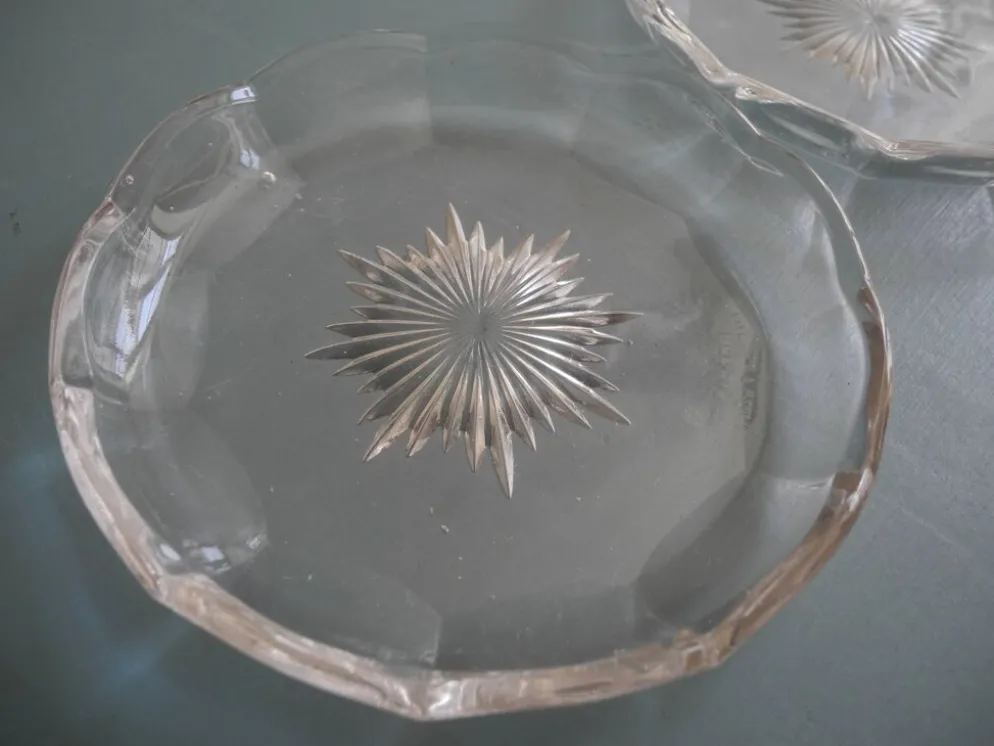 coupelles cristal Val St Lambert dessous bouteille crystal bottle coasters