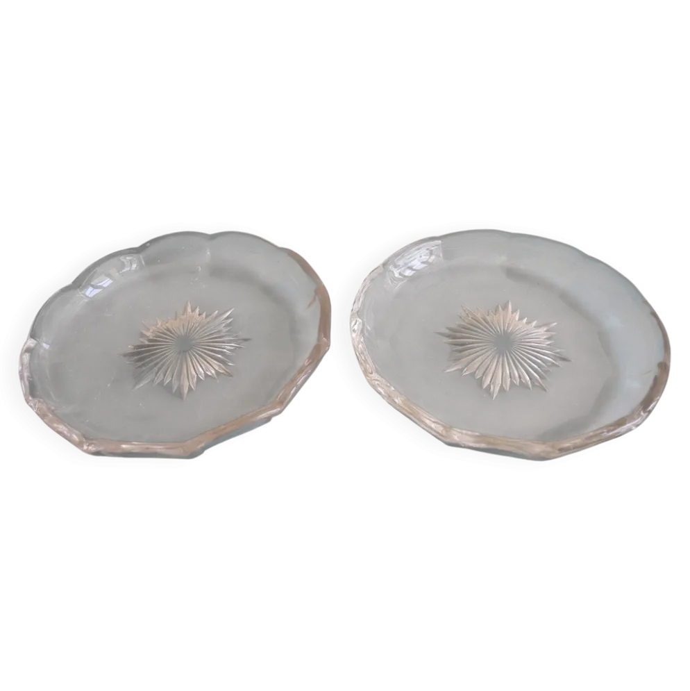 coupelles cristal Val St Lambert dessous bouteille crystal bottle coasters